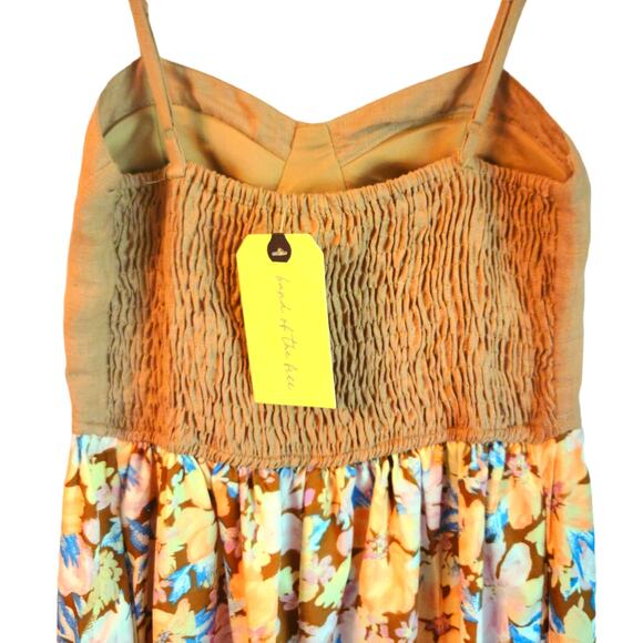 Band of the Free Brown Tan with Peach Floral Bra Cup Coastal Cowgirl Maxi Dress - Picture 4 of 7